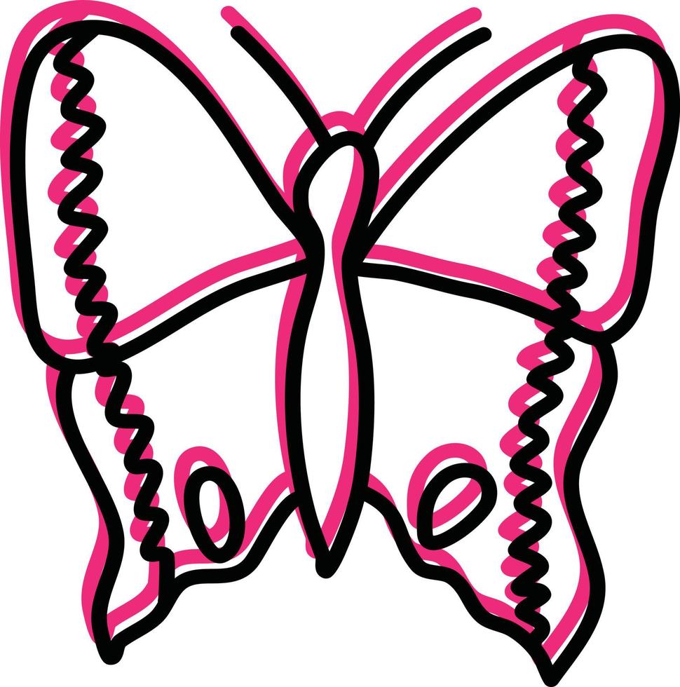 borboleta rosa neon, ilustração, vetor em um fundo branco