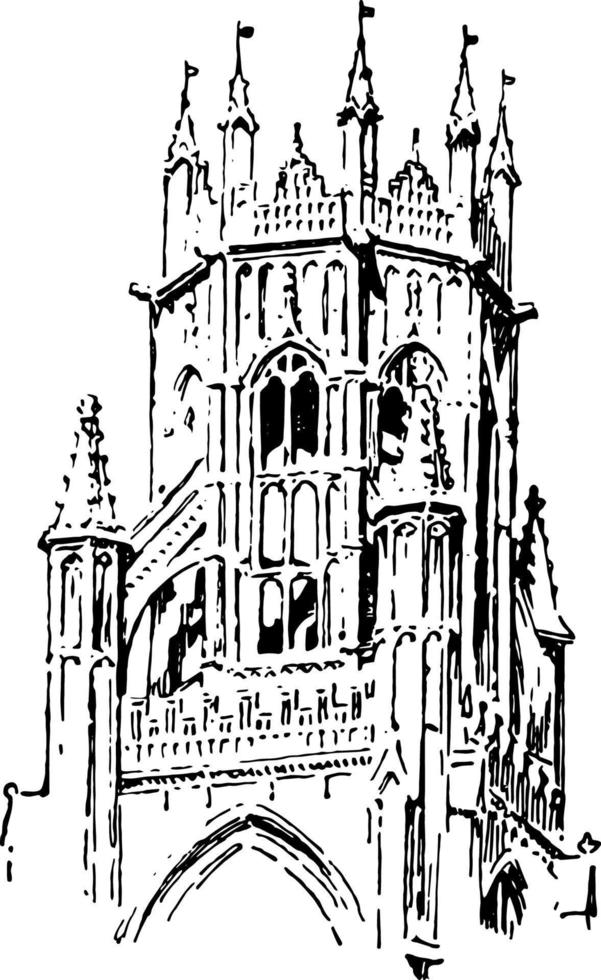 torre da lanterna em st. botolph's - boston, lincolnshire, gravura vintage. vetor
