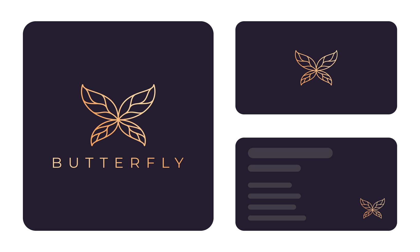 modelo de cartão de visita de borboleta dourada vetor