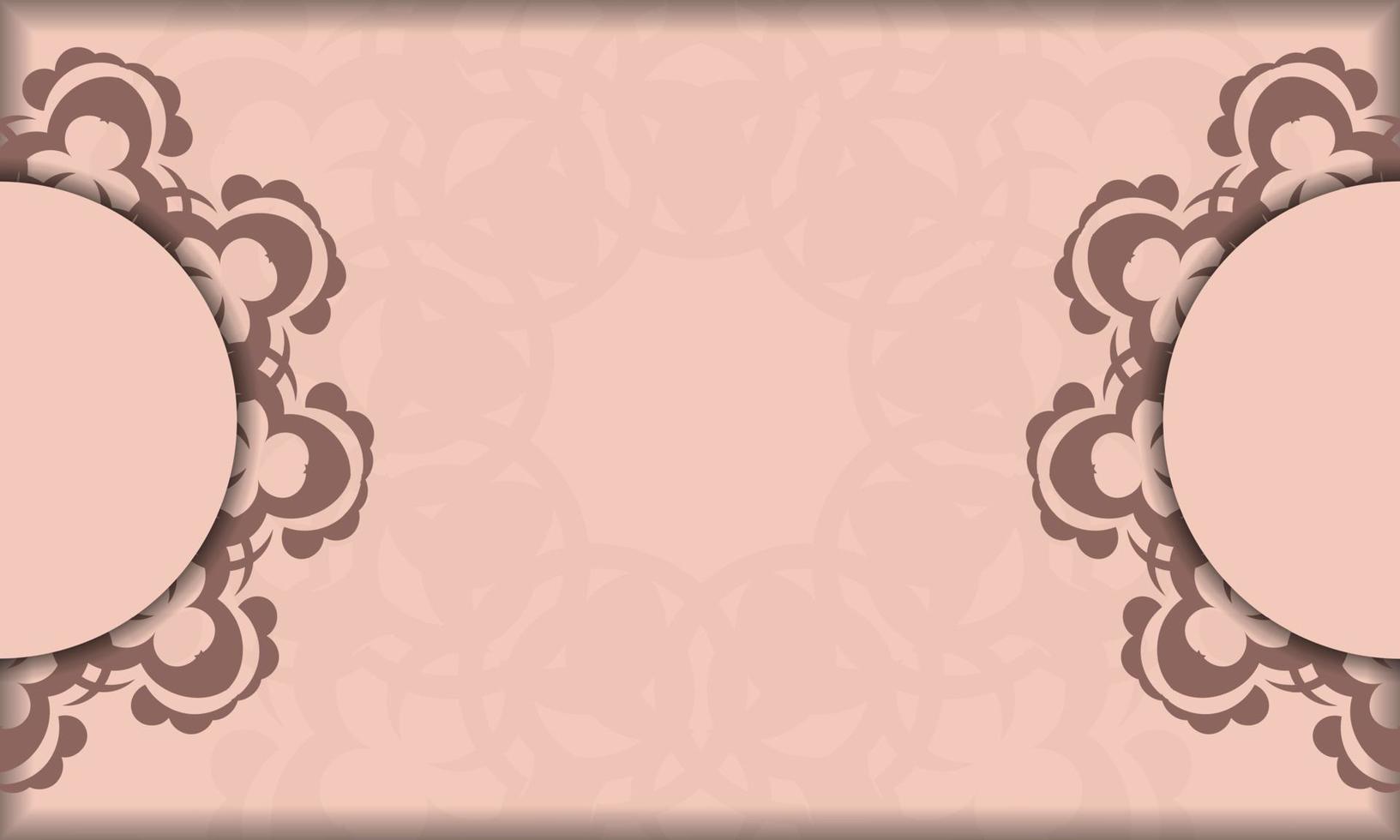 panfleto de cor rosa com ornamento de mandala para sua marca. vetor