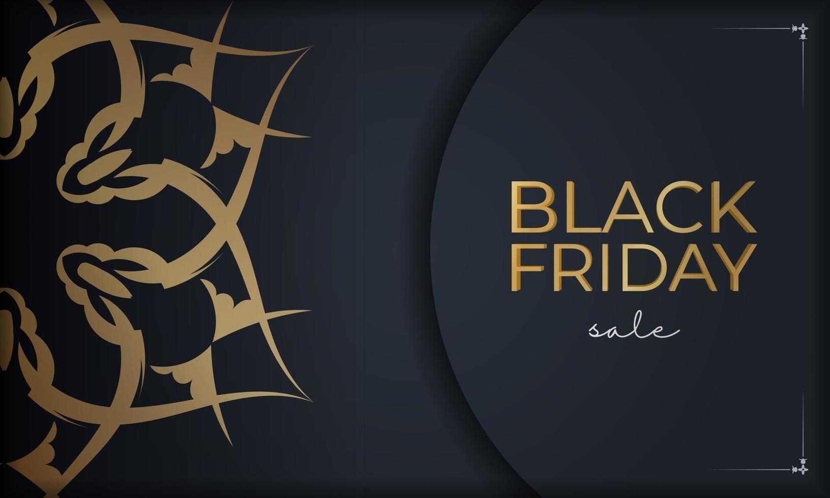 modelo de cartaz de sexta-feira negra na cor azul escuro com padrão geométrico de ouro vetor