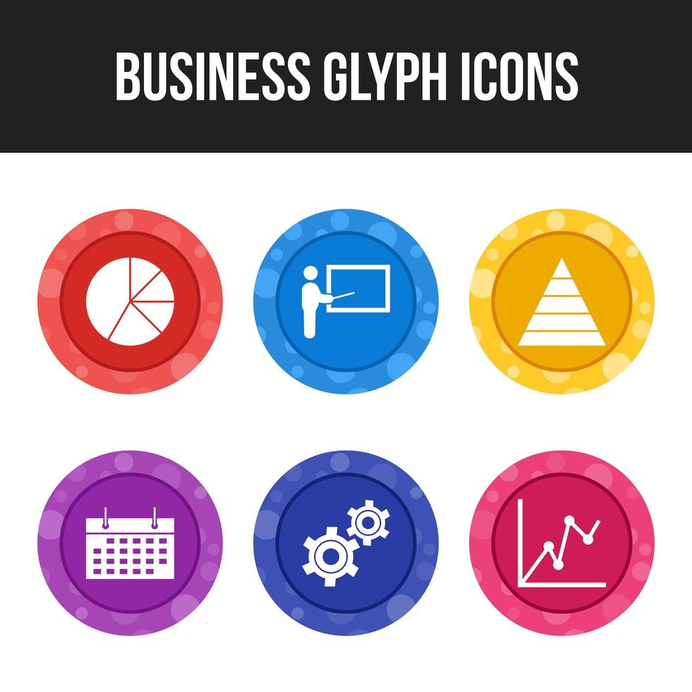 6 glyph business set vetor