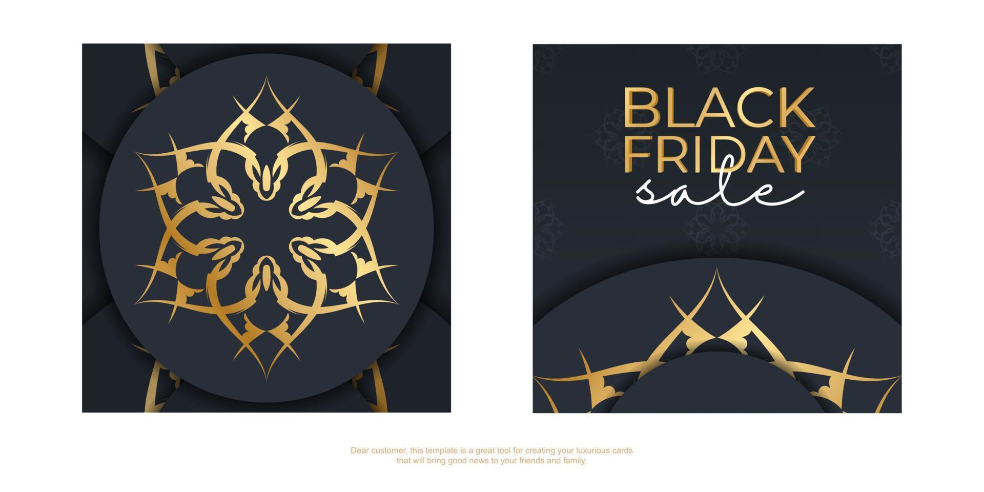 cartaz de venda de sexta-feira preta azul escuro com ornamento de ouro grego vetor