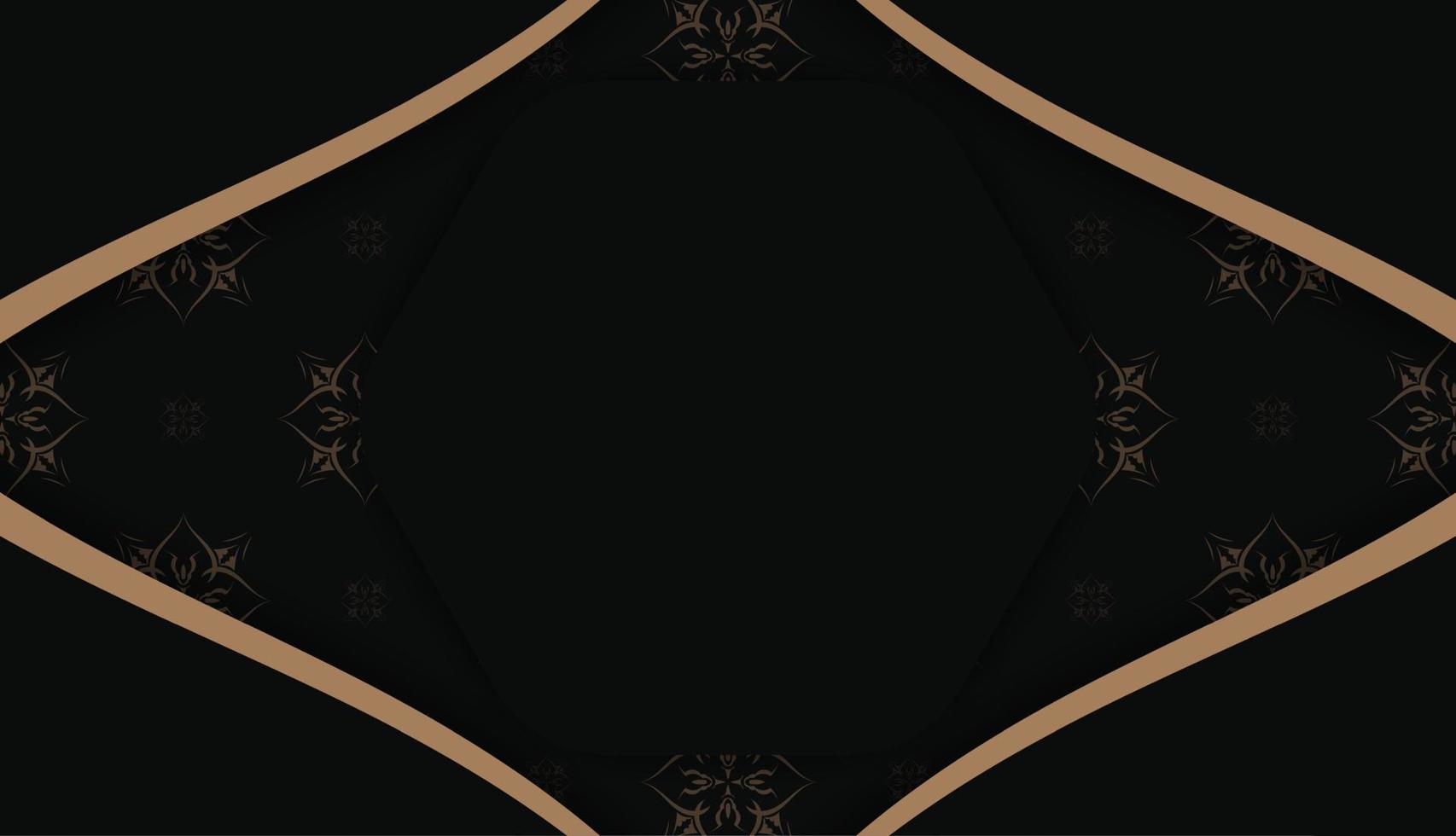 modelo de banner de cor preta com padrão marrom abstrato para design sob seu logotipo vetor