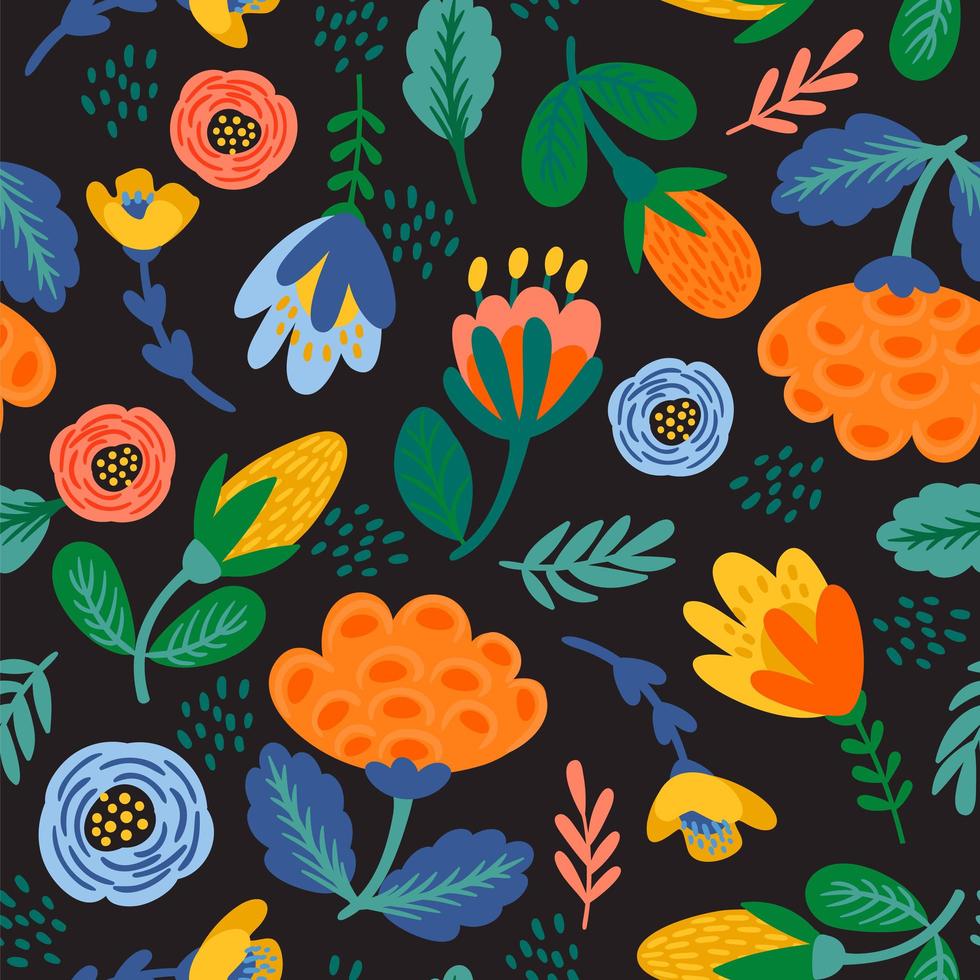 folk floral seamless pattern design moderno abstrato vetor
