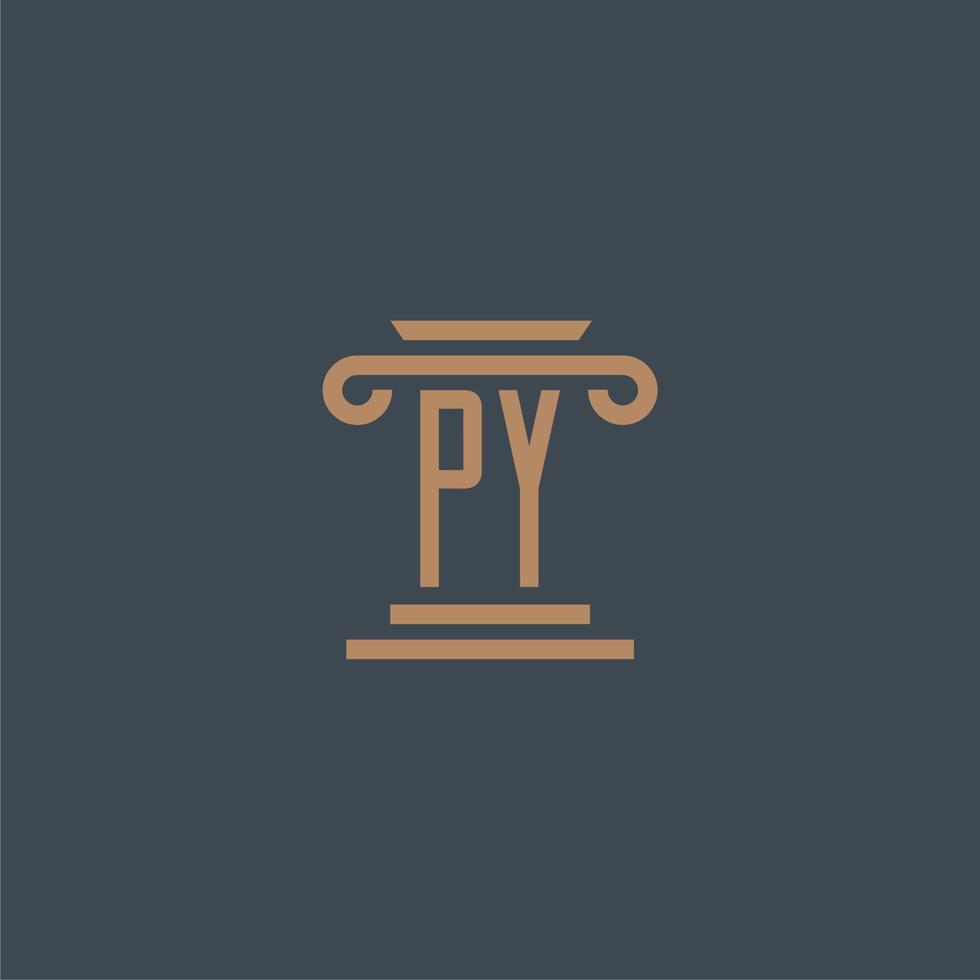 py monograma inicial para o logotipo do escritório de advocacia com design de pilar vetor
