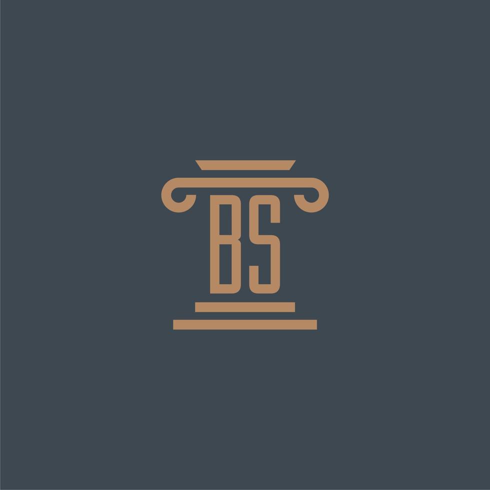 bs monograma inicial para o logotipo do escritório de advocacia com design de pilar vetor