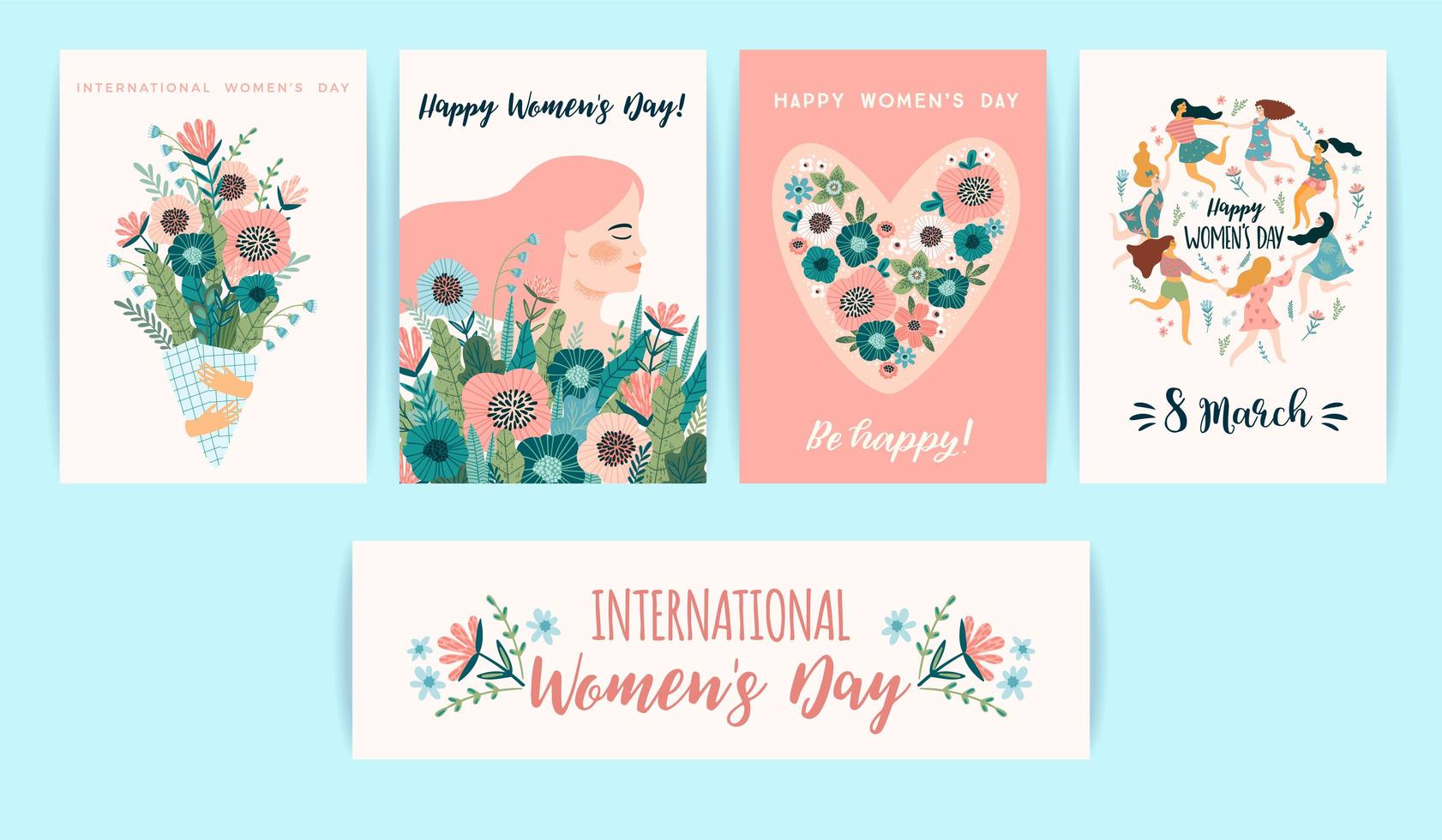 cartões do dia internacional da mulher vetor