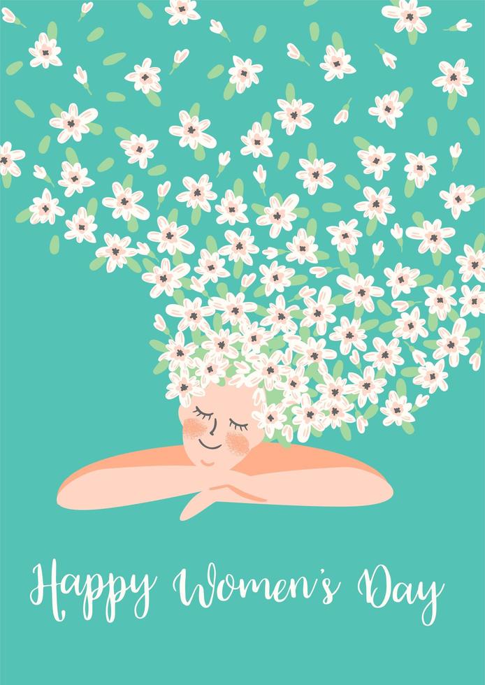 cartão floral fofo do dia internacional da mulher vetor