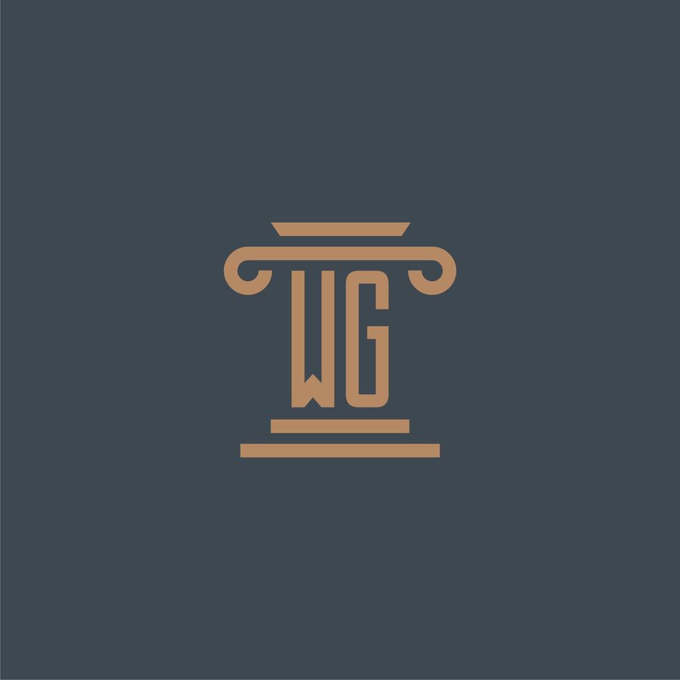 wg monograma inicial para logotipo de escritório de advocacia com design de pilar vetor