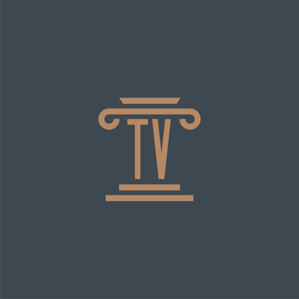 monograma inicial de tv para logotipo de escritório de advocacia com design de pilar vetor