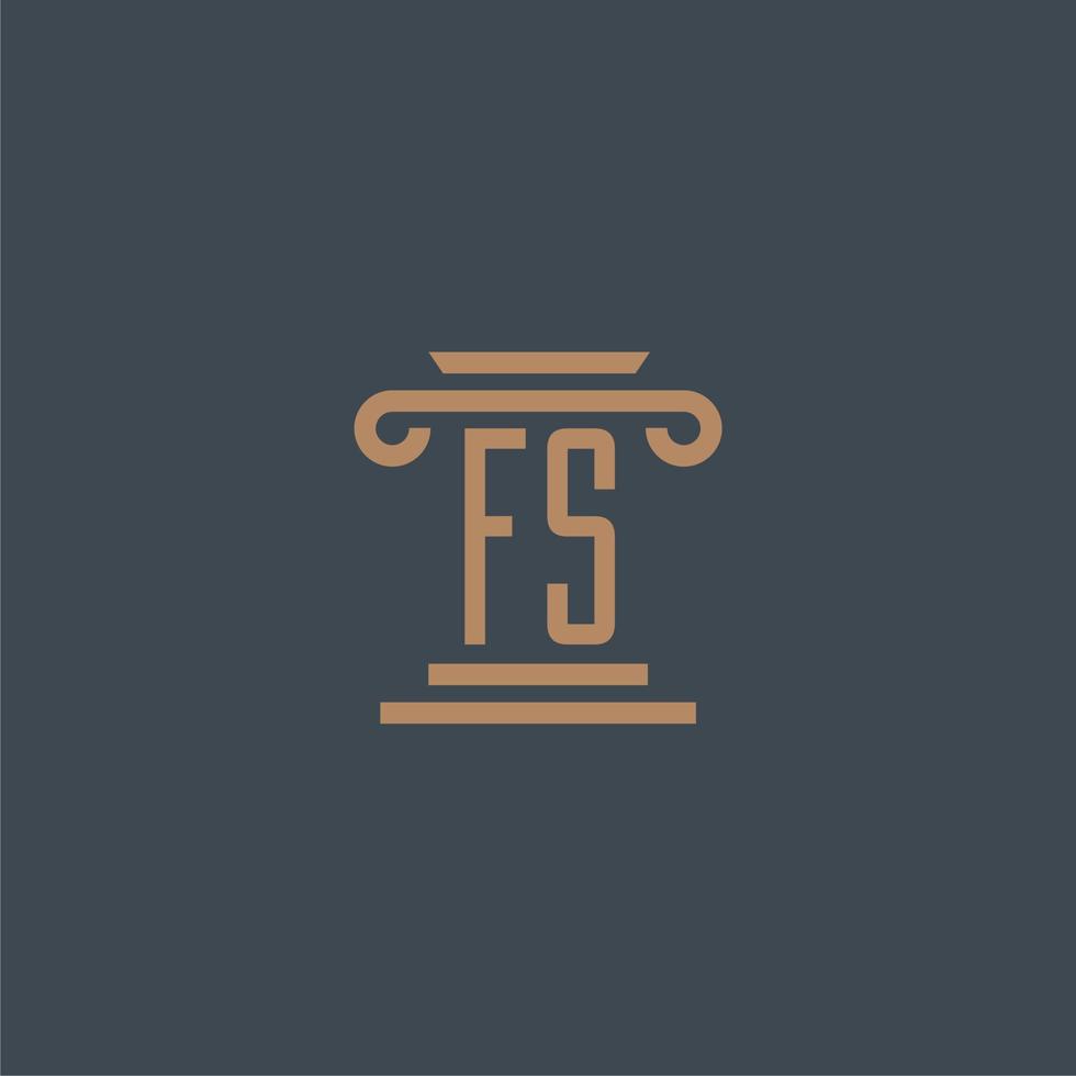 fs monograma inicial para o logotipo do escritório de advocacia com design de pilar vetor