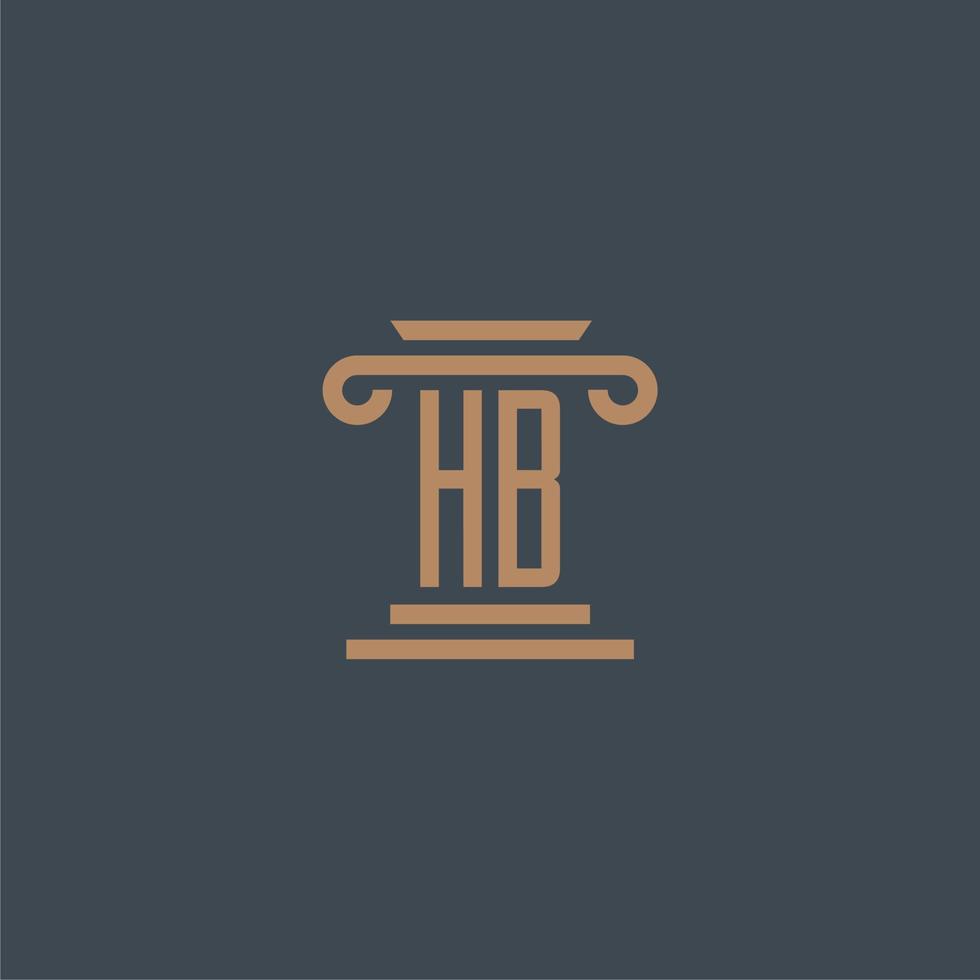hb monograma inicial para o logotipo do escritório de advocacia com design de pilar vetor