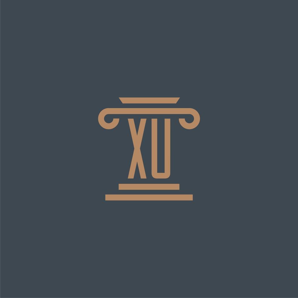 xu monograma inicial para o logotipo do escritório de advocacia com design de pilar vetor