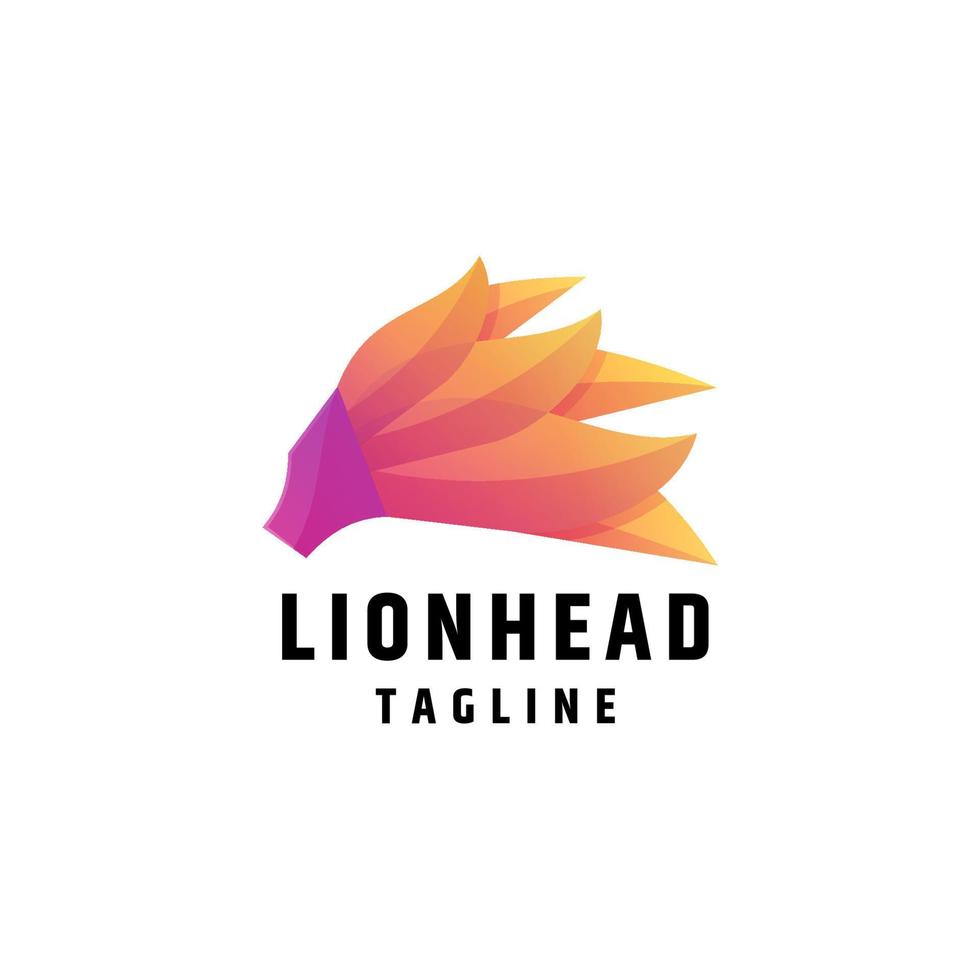 modelo de design de ícone de vetor de logotipo colorido gradiente de cabeça de leão