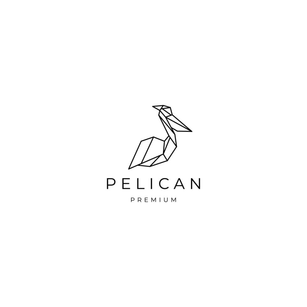 modelo de design de ícone de vetor de logotipo poligonal geométrico pelicano