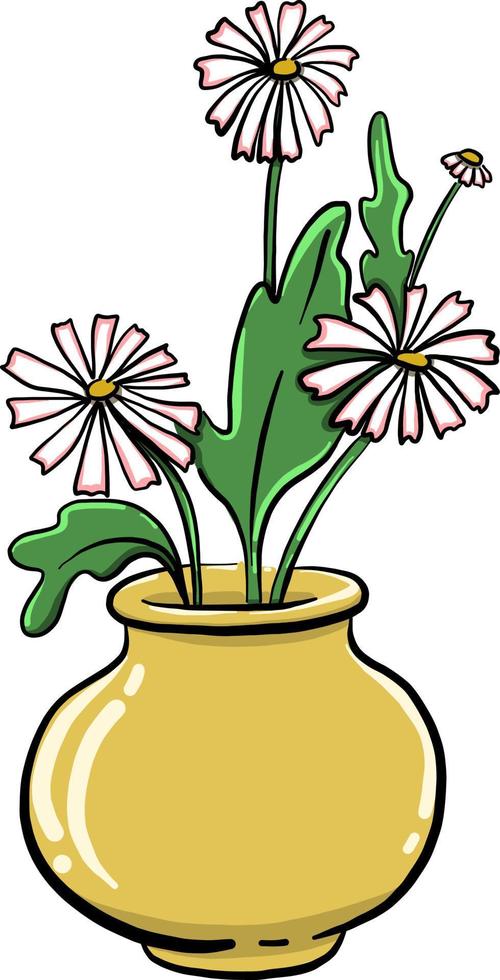 flores em vaso, ilustração, vetor em fundo branco