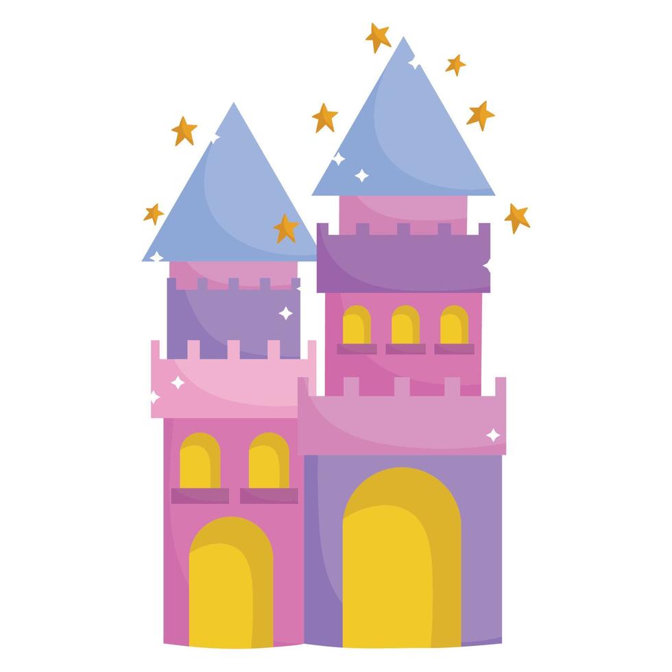 lindo castelo princesa fantasia imaginação desenho animado ícone vetor