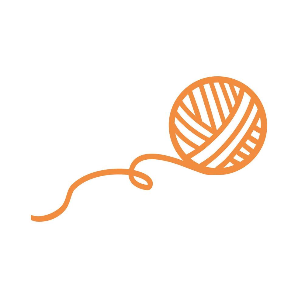 doodle ícone de bola de fio de contorno para tricô. ilustração vetorial desenhada à mão de materiais de tricô, itens de hobby, tempo de lazer vetor
