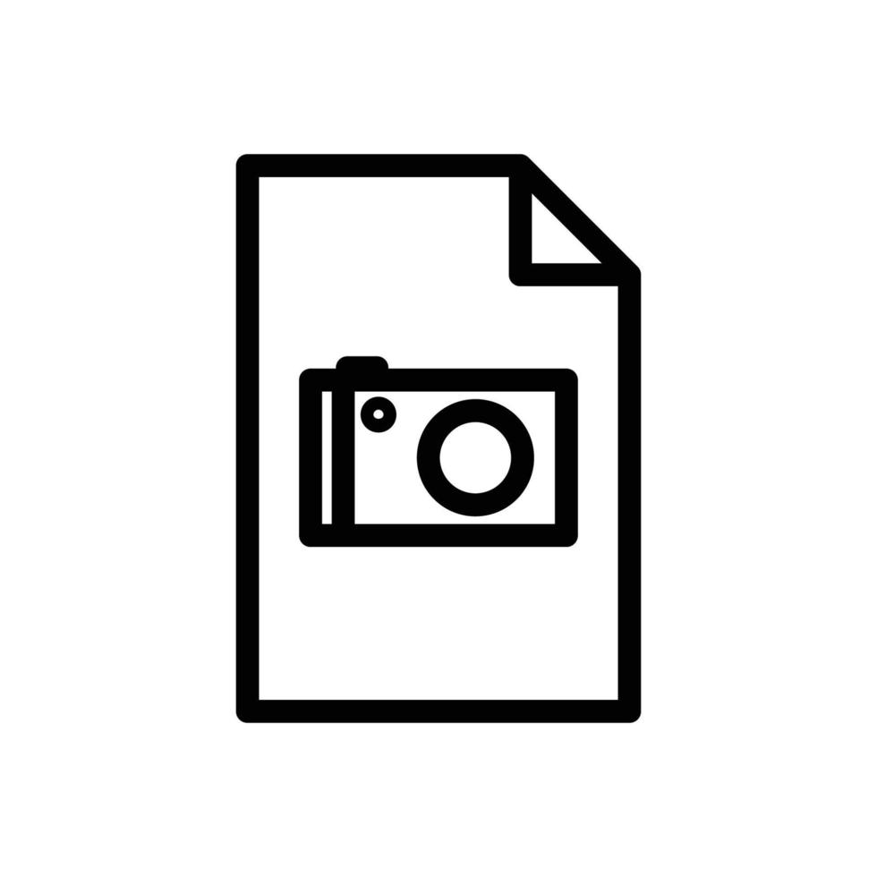 ilustração de ícone de linha de documento em papel com câmera. ícone relacionado ao documento de imagem, imagem de arquivo. design vetorial simples editável. pixel perfeito em 32 x 32 vetor