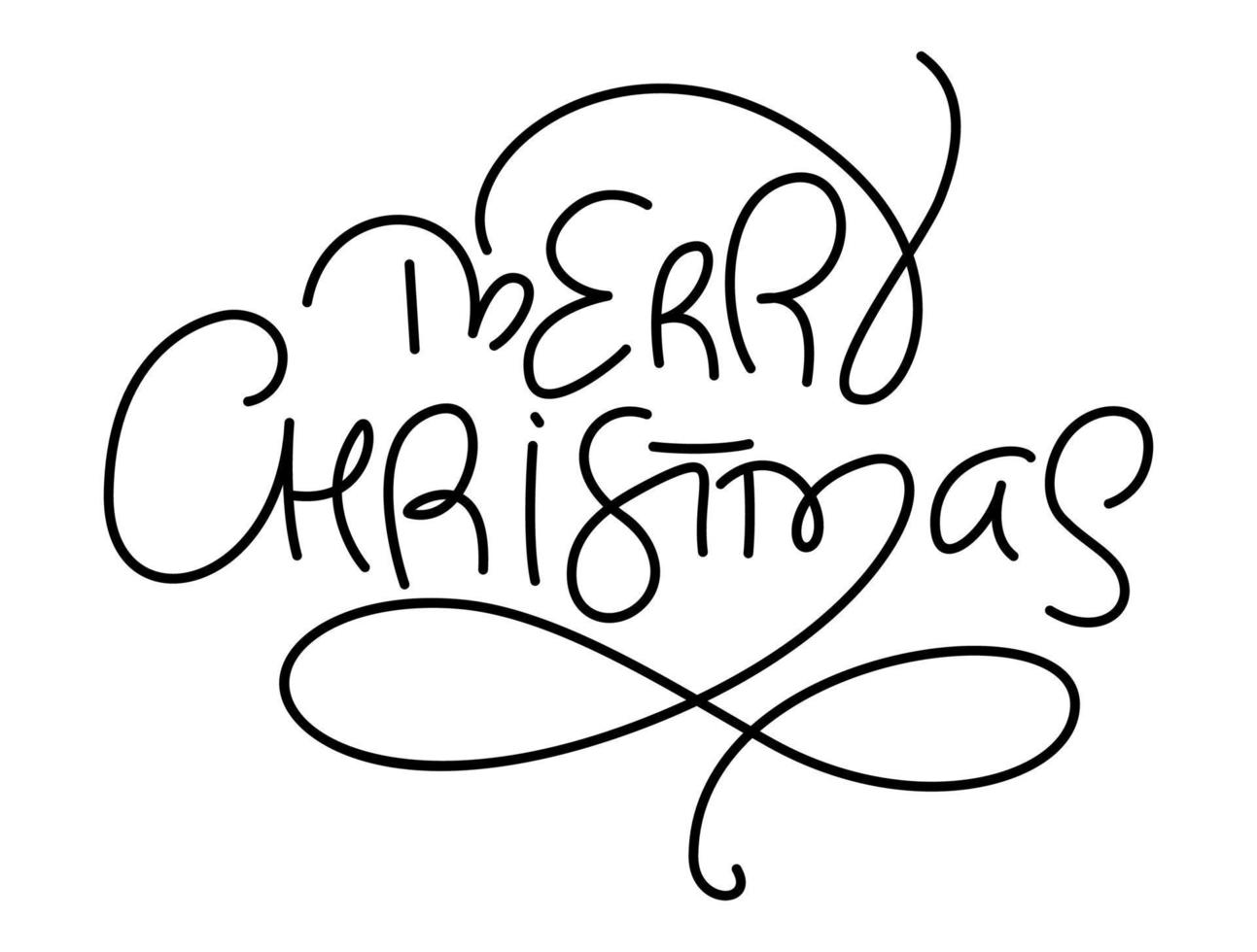 Feliz Natal mão lettering texto de caligrafia isolado no fundo branco. citação de elemento de ilustração de férias em vetor. frase caligráfica de script de natal vetor