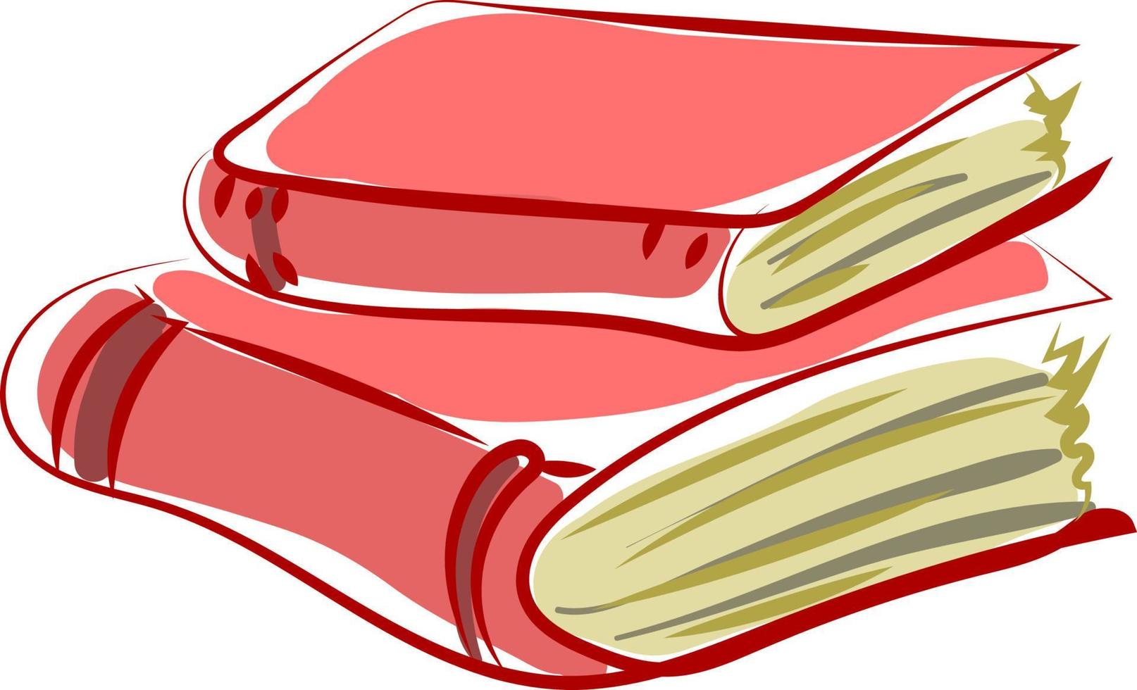 dois livros-de-rosa, ilustração, vetor em fundo branco.