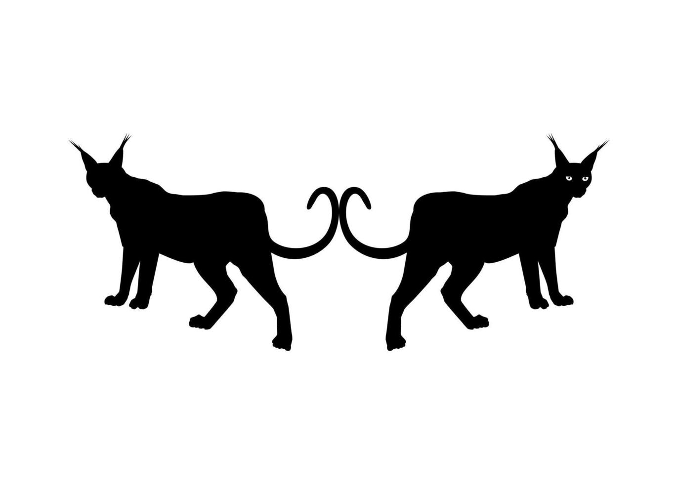 par da silhueta de gato caracal para logotipo, pictograma, site ou elemento de design gráfico. ilustração vetorial vetor