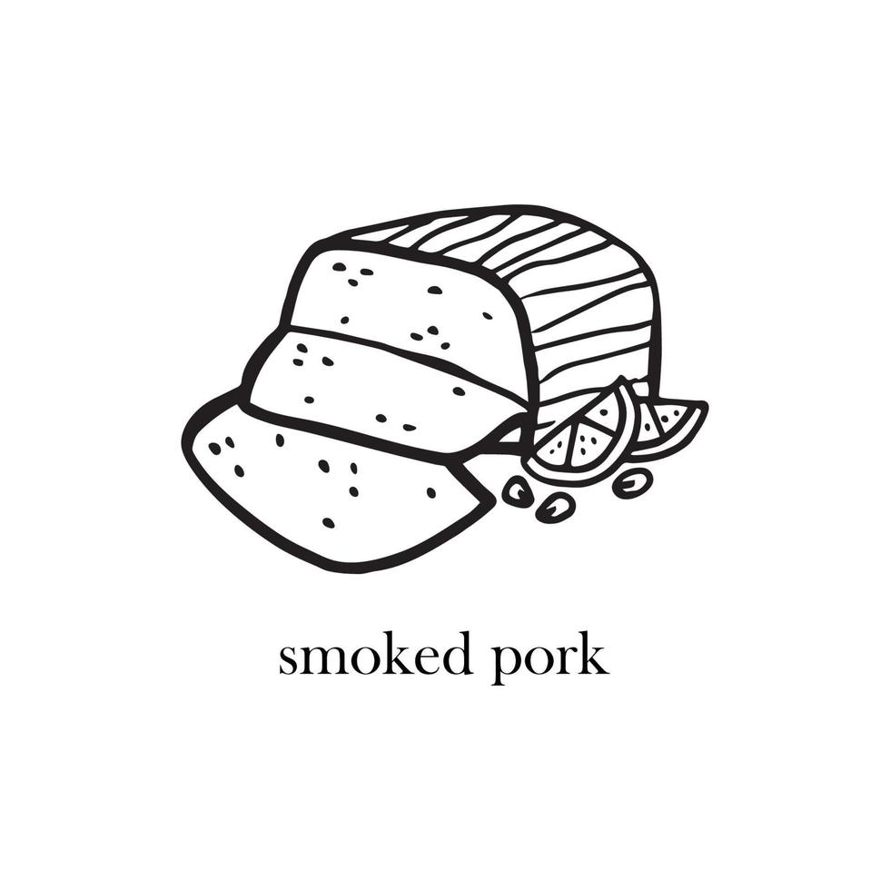 ilustração em vetor de prato de natal da austrália - carne de porco defumada. ilustração desenhada à mão.