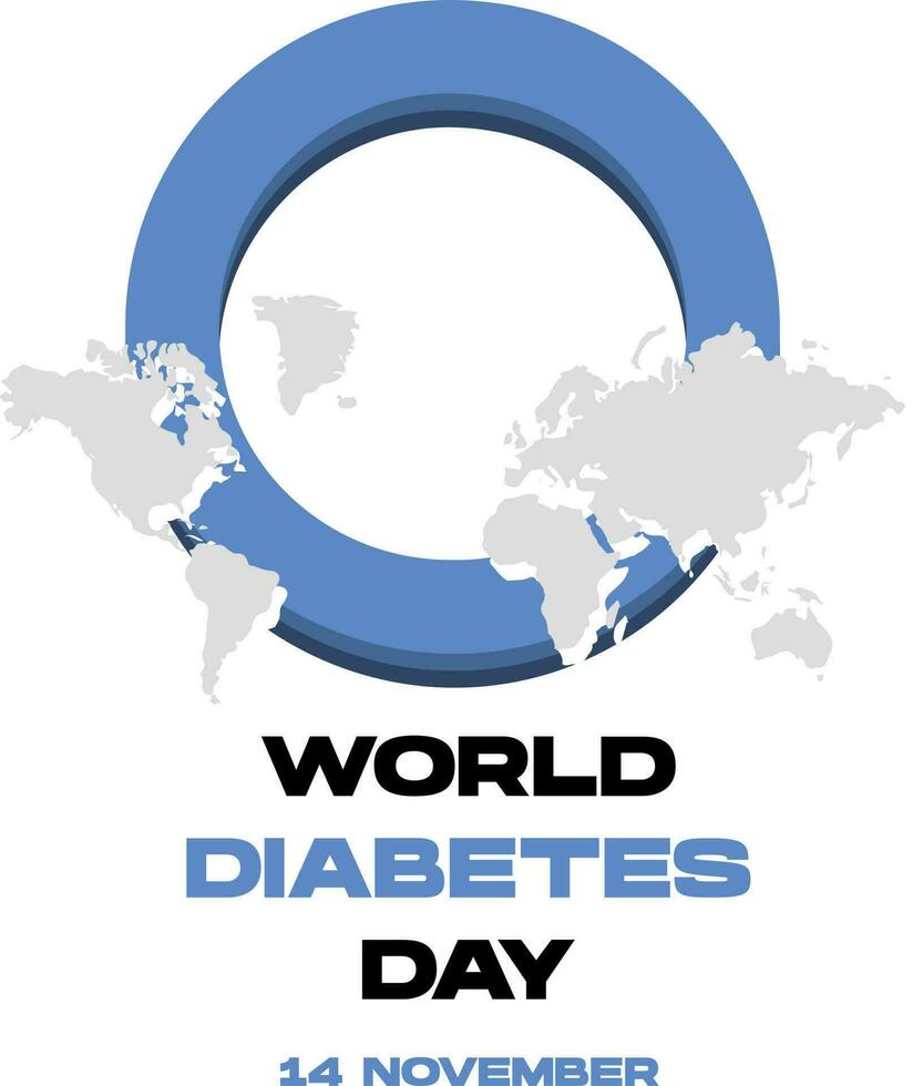 dia mundial do diabetes 14 de novembro ilustração vetorial com círculo e mapa do mundo para cartaz, cartão de felicitações, impressão, convite para festa vetor