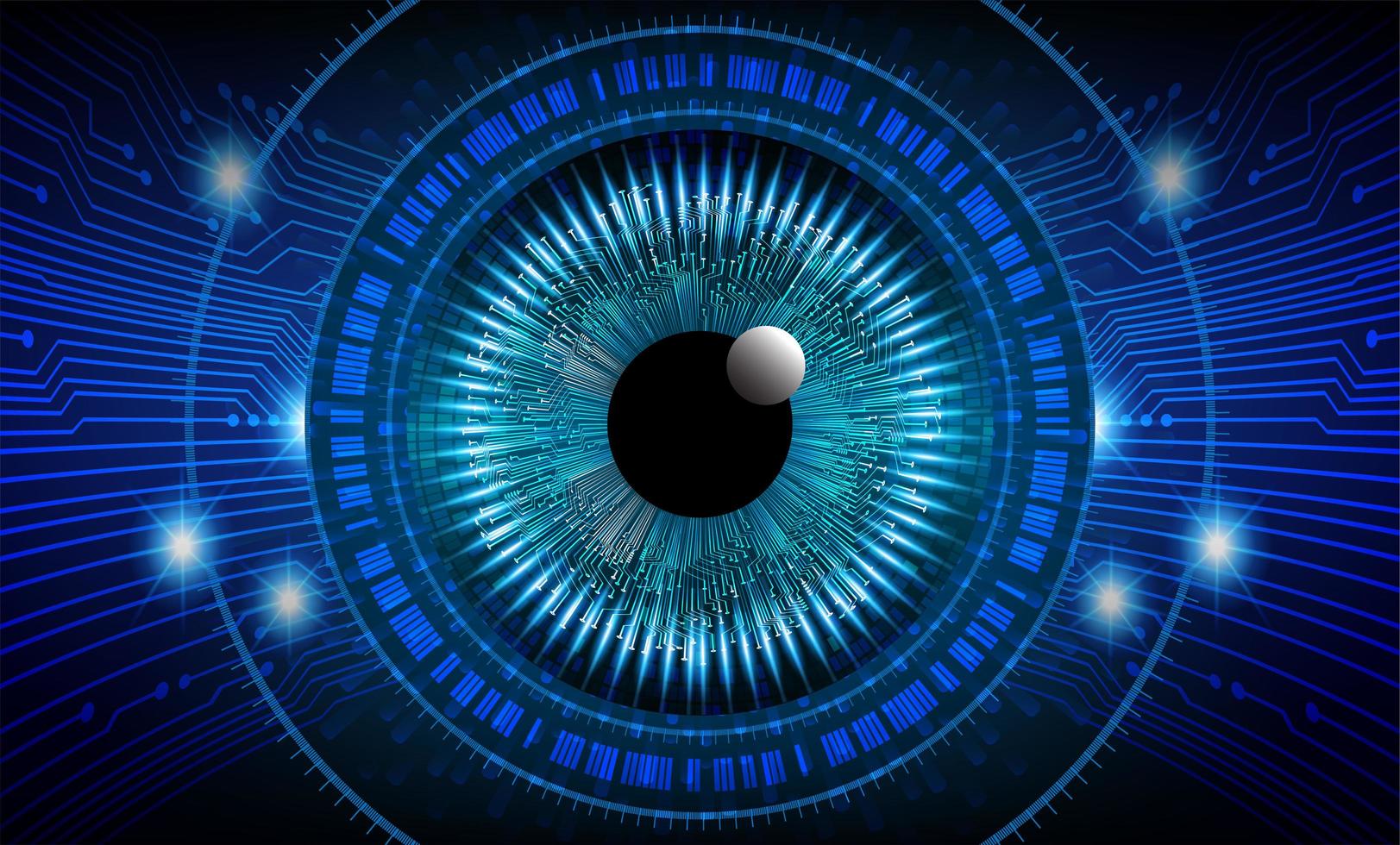 fundo de tecnologia do futuro circuito cibernético olho azul vetor