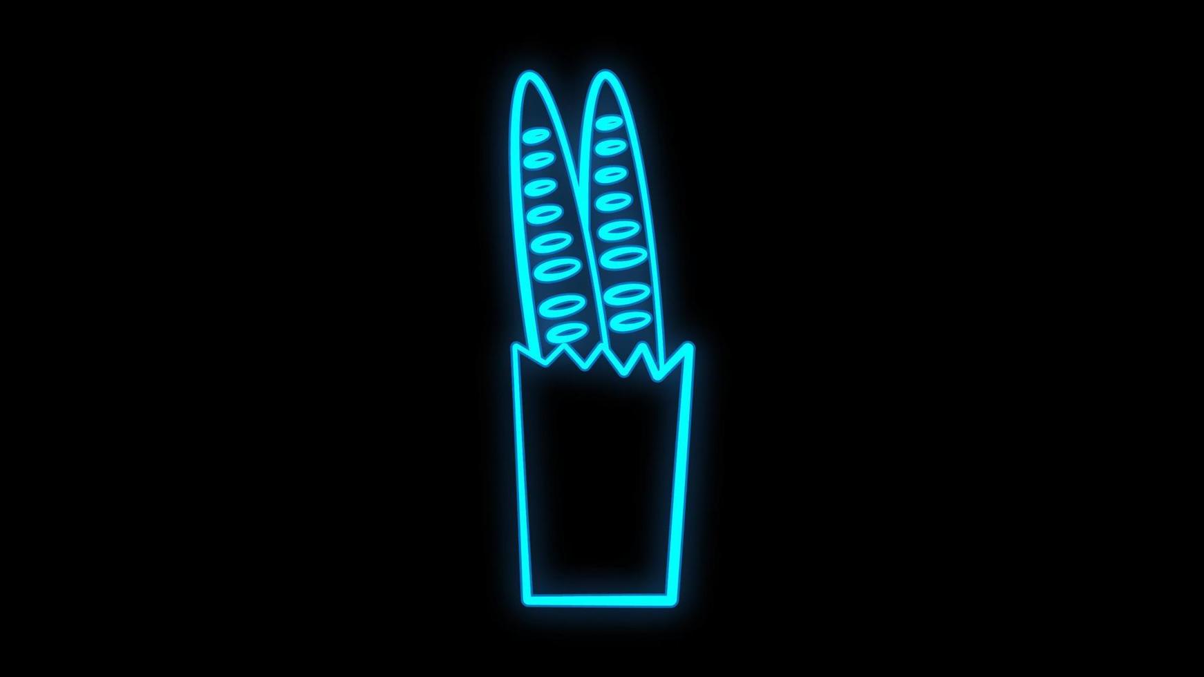 ícone de pão de néon brilhante isolado sobre fundo azul. ilustração vetorial vetor