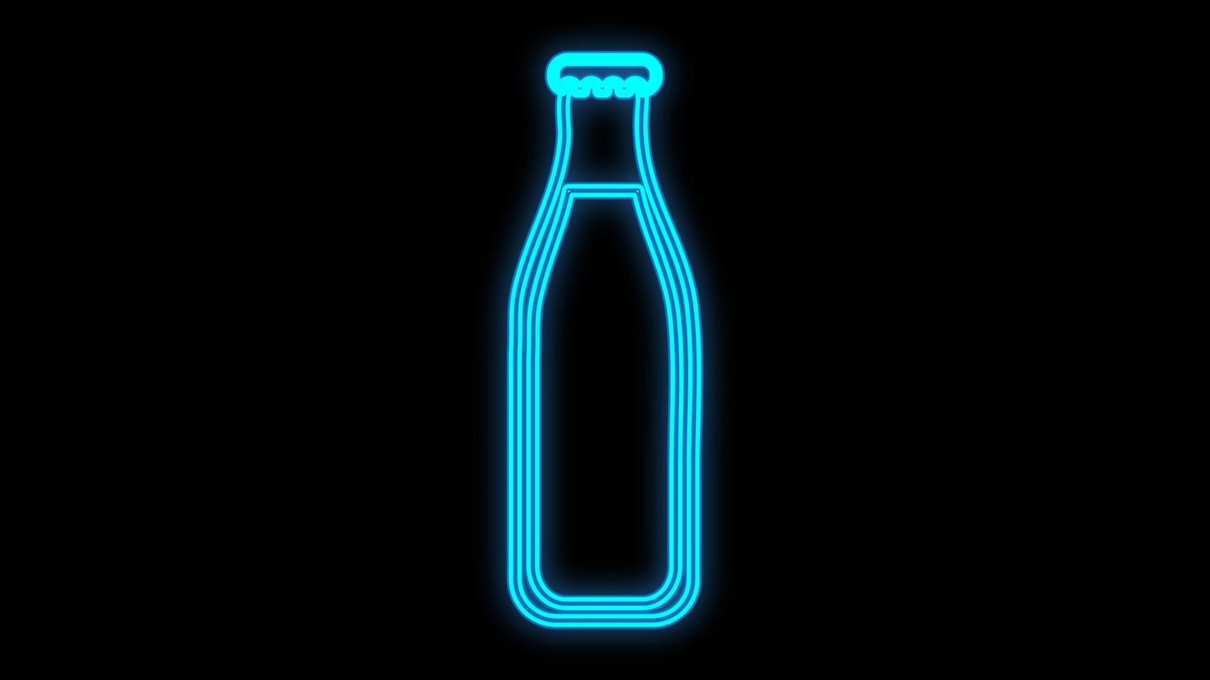 limonada, cola em uma garrafa de vidro em um fundo preto, ilustração vetorial, neon. sinal de néon em decoração azul, fast food e cafeteria. sinal brilhante para restaurantes vetor