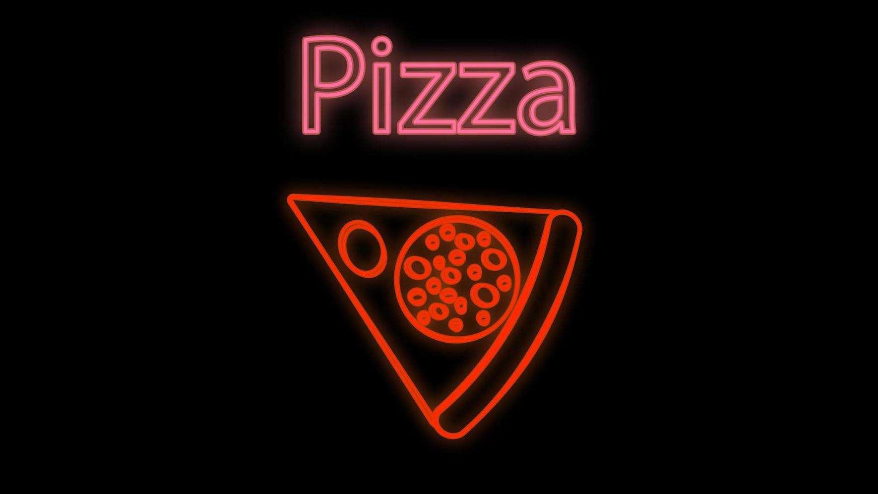 logotipo de pizza, emblema. sinal de néon de pizza, placa brilhante, banner de luz. sinal de neon vetor