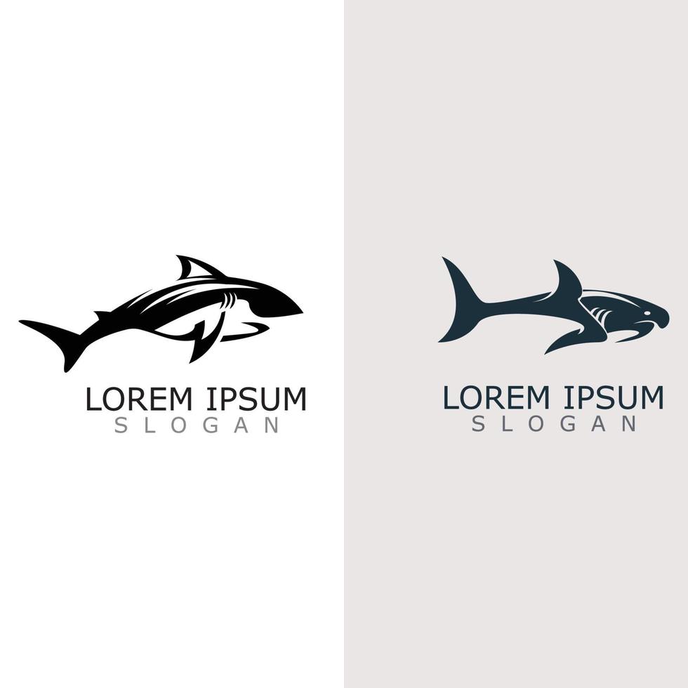 tubarão logotipo animal mar design ícone vetor silhueta