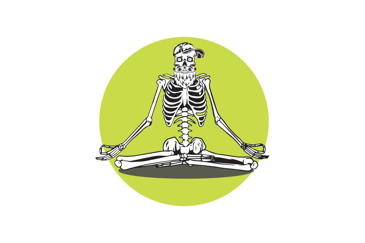 ilustração de meditação do crânio ilustração simples do crânio de meditação todo o corpo vetor