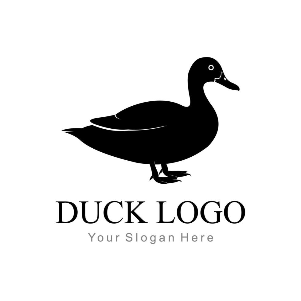 logotipo de silhueta de pato vetor