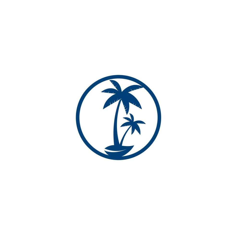 praia tropical e design de logotipo de palmeira. design de logotipo de vetor de palmeira simples criativo. logotipo da praia. logotipo da palmeira da praia