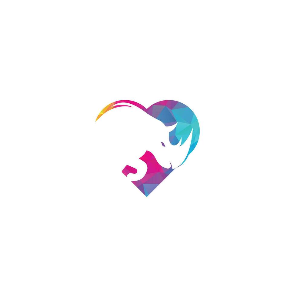 design de vetor de logotipo de conceito de forma de coração de rinoceronte. logotipo de rinocerontes para clube esportivo ou equipe. ícone de cabeça de rinoceronte.