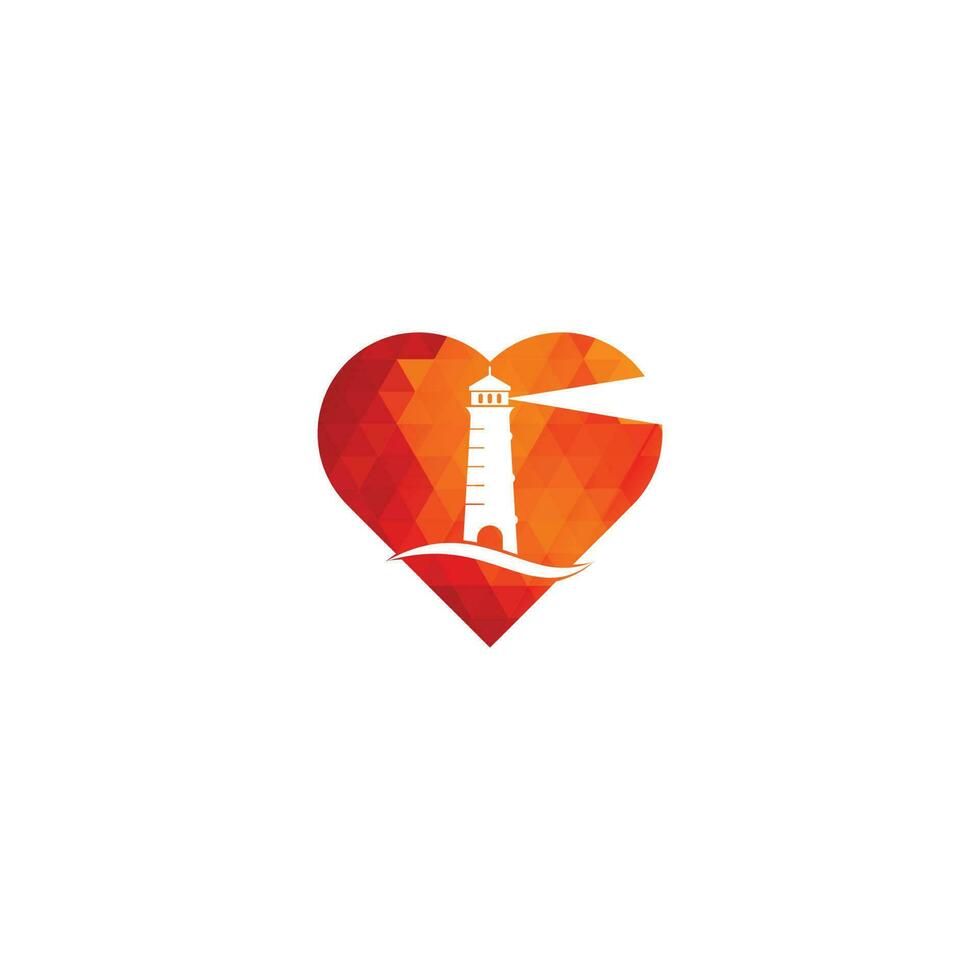 design de logotipo de vetor de conceito de forma de coração de farol. ondas farol ícone logotipo design ilustração vetorial modelo.