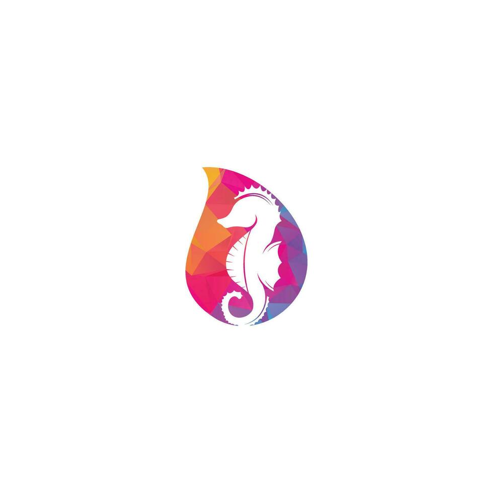 cavalo-marinho gota forma conceito vector logo design.