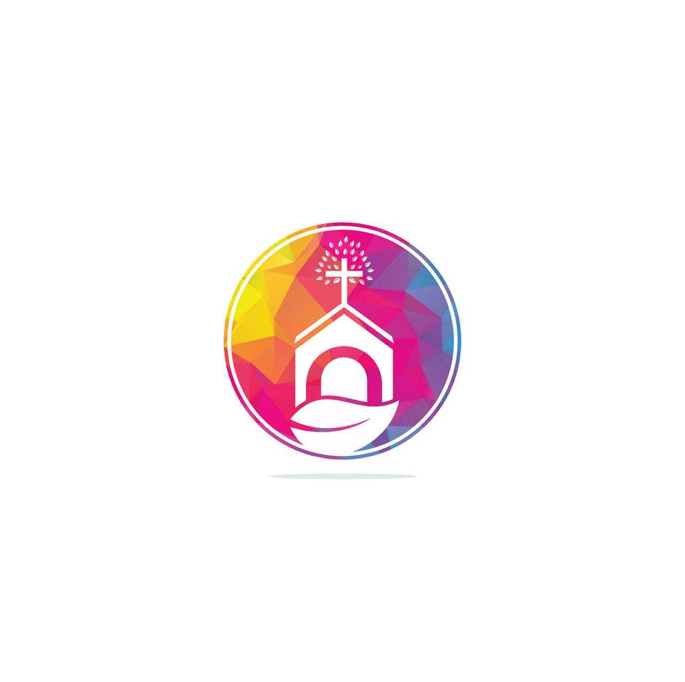 design de logotipo de construção de igreja. logotipo modelo para igrejas e cristãos. logotipo do edifício da igreja cruzada. vetor