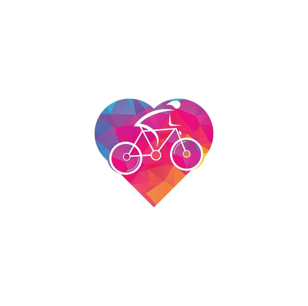 design de logotipo de vetor de conceito de forma de coração de bicicleta. identidade de marca corporativa da loja de bicicletas. logotipo da bicicleta.