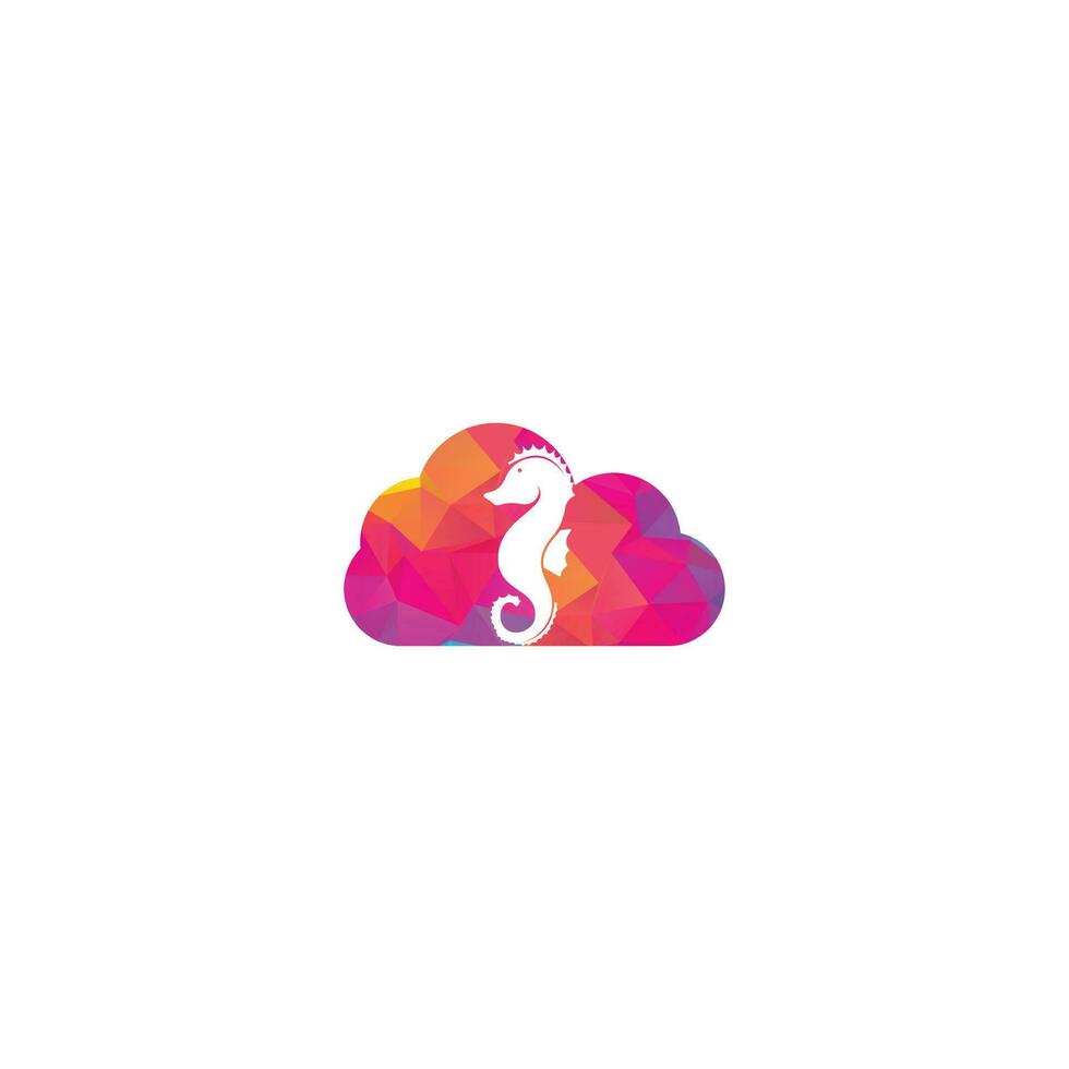 design de logotipo de vetor de conceito de forma de nuvem de cavalo marinho