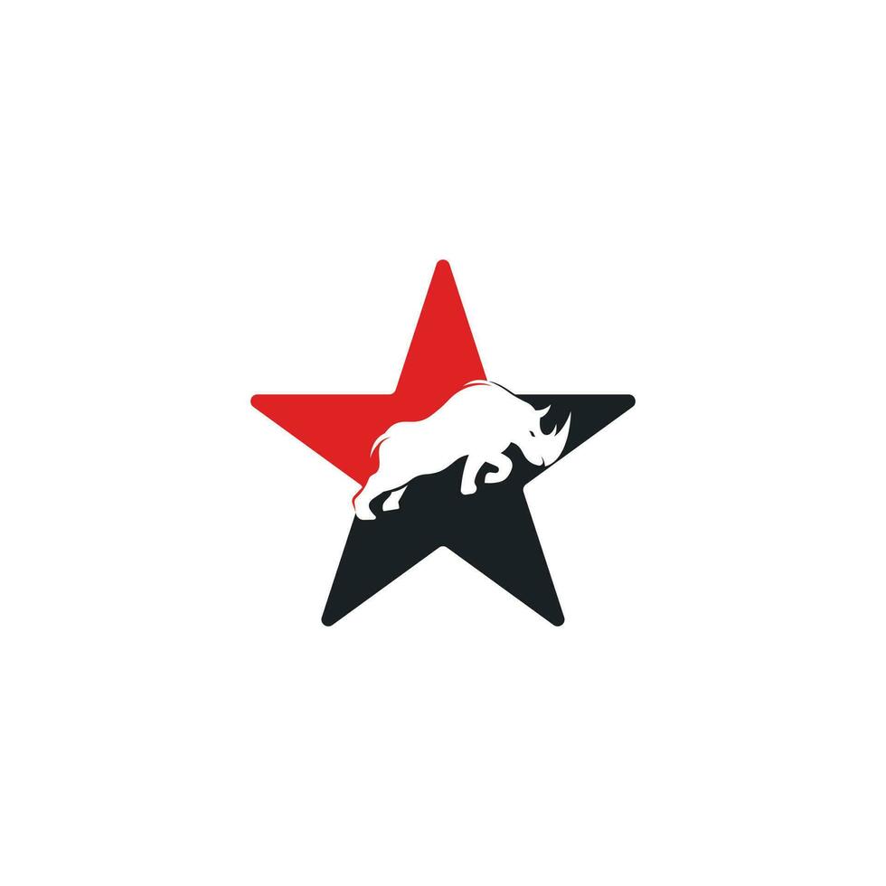 design de vetor de logotipo de conceito de forma de estrela de rinoceronte. logotipo de rinocerontes para clube esportivo ou equipe.