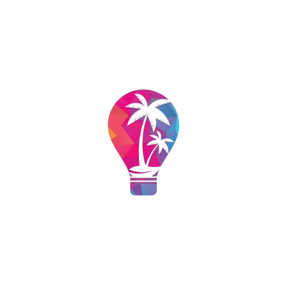 praia tropical e design de logotipo de palmeira. design de logotipo de vetor de palmeira simples criativo. design de logotipo de conceito de forma de lâmpada de praia