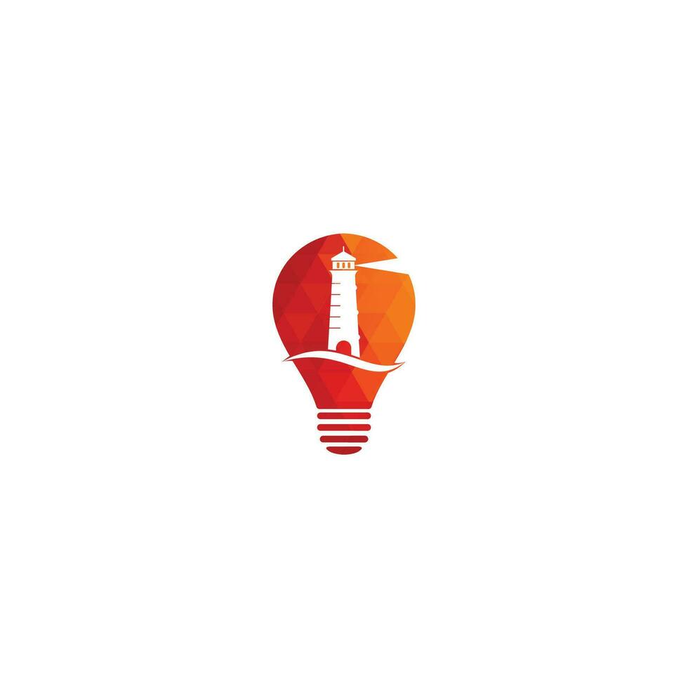 design de logotipo de vetor de conceito de forma de lâmpada de farol. ondas farol ícone logotipo design ilustração vetorial modelo.