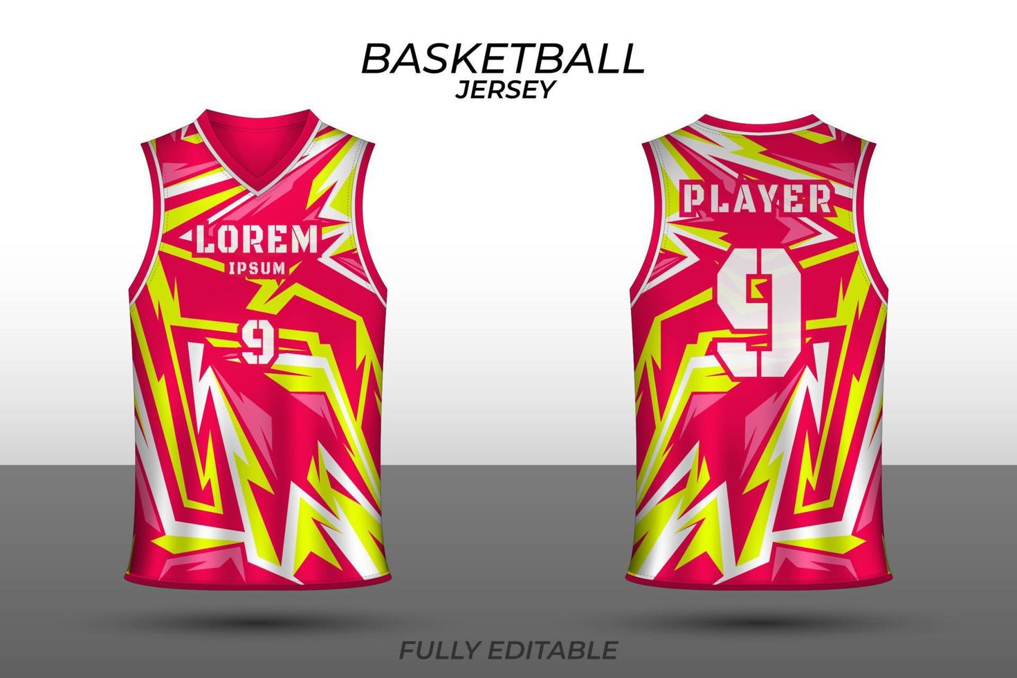 modelo de design de camisa de basquete. uniforme frente e verso. vetor de camisa esportiva.