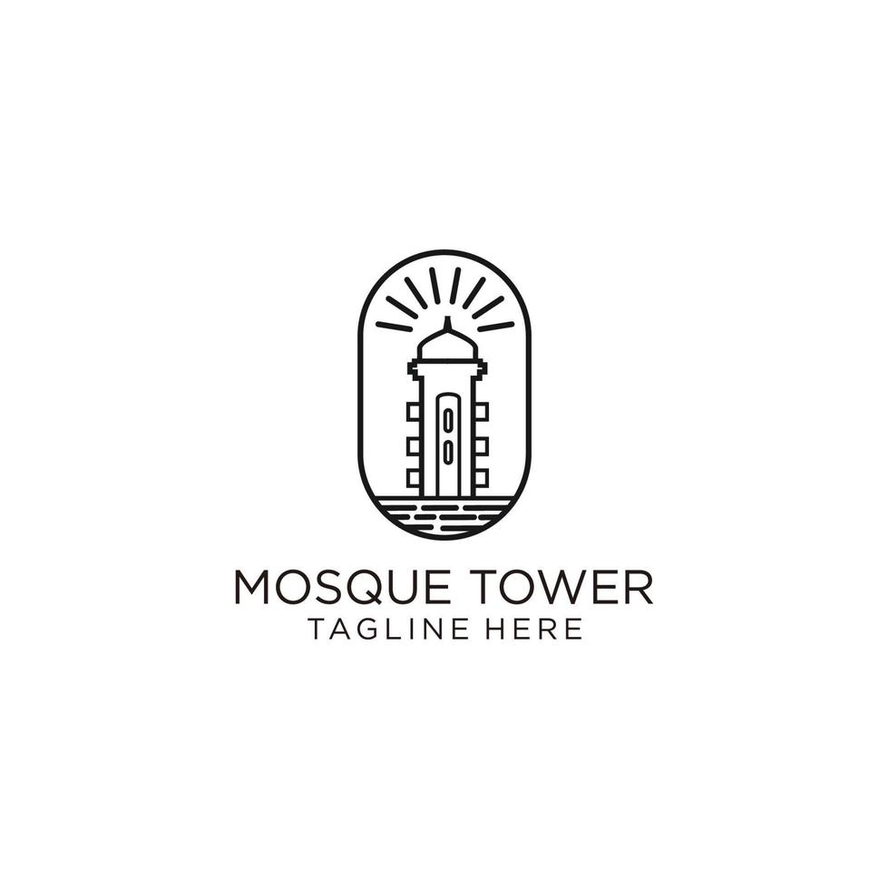 modelo de ícone de design de logotipo de torre de mesquita vetor