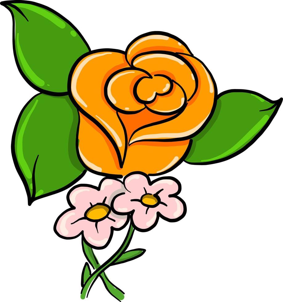 flor rosa laranja, ilustração, vetor em fundo branco