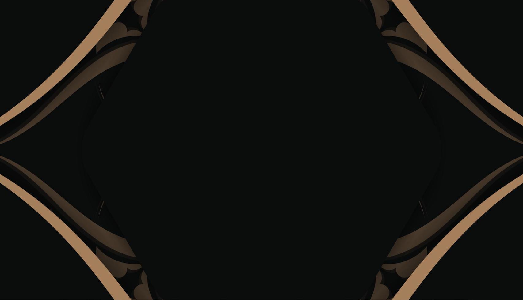 modelo de banner preto com ornamento marrom luxuoso para design sob seu logotipo vetor